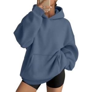 AUTOMET Womens Oversized Hoodies Fleece Trendy Sweatshirts Fall Fashion 2025 Pullover Winter Clothing Outfits(Grey Blue)