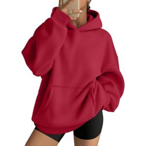 AUTOMET Womens Oversized Hoodies Fleece Trendy Sweatshirts Fall Fashion 2025 Pullover Winter Clothing Outfits(Red)
