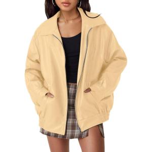 AUTOMET Womens Oversized Leather Jackets Faux Suede Fall Fashion Motorcycle Coats Winter Outfits Clothes Y2k Tops(Khaki)
