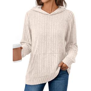 AUTOMET Womens Oversized Lightweight Hoodies Fall Fashion Sweaters 2025 Loose Fleece Sweatshirts Clothes with Pocket(Apricot)