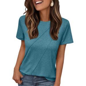 AUTOMET Womens Summer Tops Workout Shirts Beach Vacation Outfits Business Tshirts Dressy Fashion Spring Clothes 2025(Bluegreen)