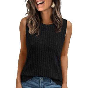 AUTOMET Womens Tank Tops Sleeveless Tunic Shirts Summer Fashion Basic Soft Clothes 2025 Casual Trendy Vacation Spring Outfits(Black)