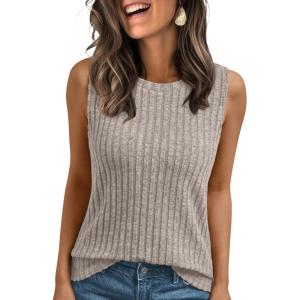 AUTOMET Womens Tank Tops Sleeveless Tunic Shirts Summer Fashion Basic Soft Clothes 2025 Casual Trendy Vacation Spring Outfits(Coffeegrey)