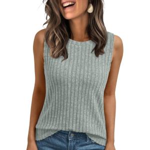 AUTOMET Womens Tank Tops Sleeveless Tunic Shirts Summer Fashion Basic Soft Clothes 2025 Casual Trendy Vacation Spring Outfits(Green)