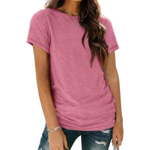 AUTOMET Womens Tops Shorts Sleeve Shirts for Summer Spring Beach Vacation Plus Size Oversized Casual Tee for Teen Girls 2025(02hotpink)