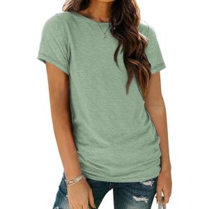 AUTOMET Womens Tops Shorts Sleeve Shirts for Summer Spring Beach Vacation Plus Size Oversized Casual Tee for Teen Girls 2025(02lightgreen)