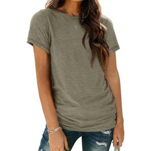 AUTOMET Womens Tops Shorts Sleeve Shirts for Summer Spring Beach Vacation Plus Size Oversized Casual Tee for Teen Girls 2025(02olive)