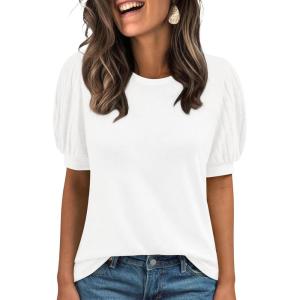 AUTOMET Womens Tops Summer Sweater Long Tunic Dressy Casual Blouses Business Cute Trendy Short Sleeve Shirt 2025(White)