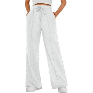 AUTOMET Womens Wide Leg Sweatpants Baggy Lounge Travel Pants Fall Fashion Outfits 2025 Winter Clothes Joggers(Light Gray)