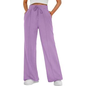 AUTOMET Womens Wide Leg Sweatpants Baggy Lounge Travel Pants Fall Fashion Outfits 2025 Winter Clothes Joggers(Purple)