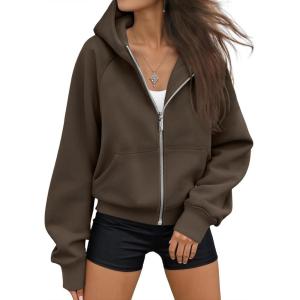 AUTOMET Womens Zip Up Hoodies Fleece Jackets Oversized Sweatshirts Fall Fashion Outfits 2025 Sweaters Winter Clothes(Coffee)