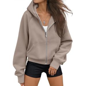 AUTOMET Womens Zip Up Hoodies Fleece Jackets Oversized Sweatshirts Fall Fashion Outfits 2025 Sweaters Winter Clothes(Coffeegrey)