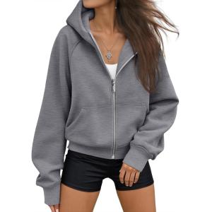 AUTOMET Womens Zip Up Hoodies Fleece Jackets Oversized Sweatshirts Fall Fashion Outfits 2025 Sweaters Winter Clothes(Darkgrey)