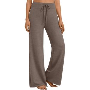 AUTOMET Womes Wide Leg Sweatpants Pajama Pants Baggy Casual Lounge Yoga Pants High Waisted Bottoms Fall Clothes Trendy 2025(Coffeegrey)