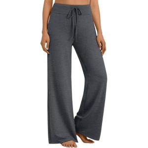 AUTOMET Womes Wide Leg Sweatpants Pajama Pants Baggy Casual Lounge Yoga Pants High Waisted Bottoms Fall Clothes Trendy 2025(Darkgrey)