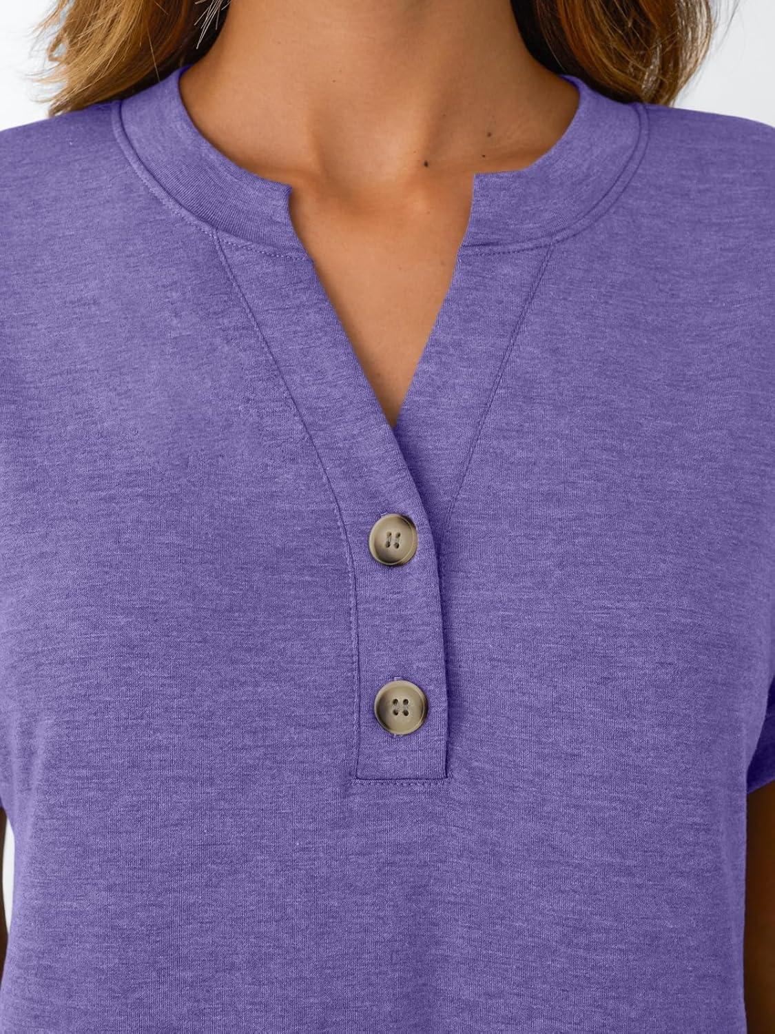 imageAUTOMET Womens Short Sleeve Shirts Henley Dressy Casual Summer Tops 2026 Spring Fashion Trendy Cute TShirtsPurple