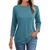 imageAUTOMET 34 Length Sleeve Womens Tops Crewneck Lace Tunic Business Casual Dressy Blouses Fall Trendy Outfits 2025Cyan