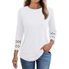 imageAUTOMET 34 Length Sleeve Womens Tops Crewneck Lace Tunic Business Casual Dressy Blouses Fall Trendy Outfits 2025White
