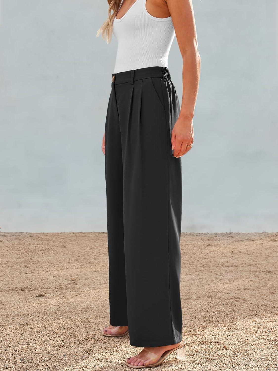 imageAUTOMET Women Wide Leg Dress Pants High Waisted Loose Fit Business Casual Work Trousers with Pockets 2026Black