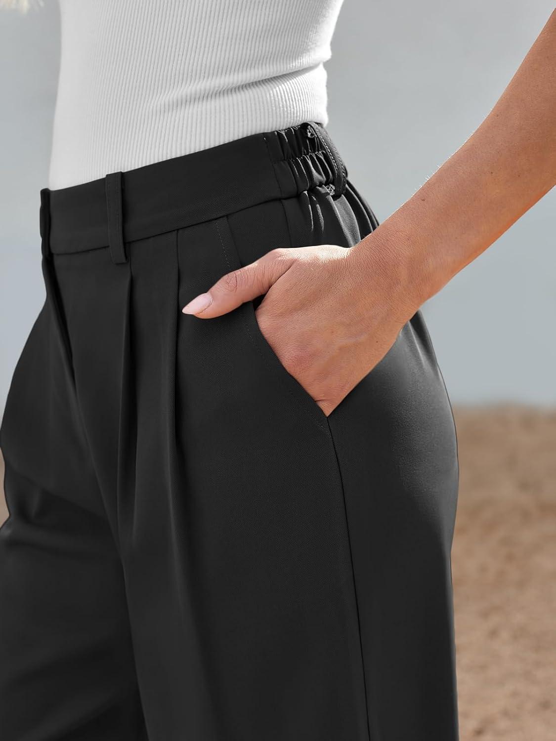 imageAUTOMET Women Wide Leg Dress Pants High Waisted Loose Fit Business Casual Work Trousers with Pockets 2026Black