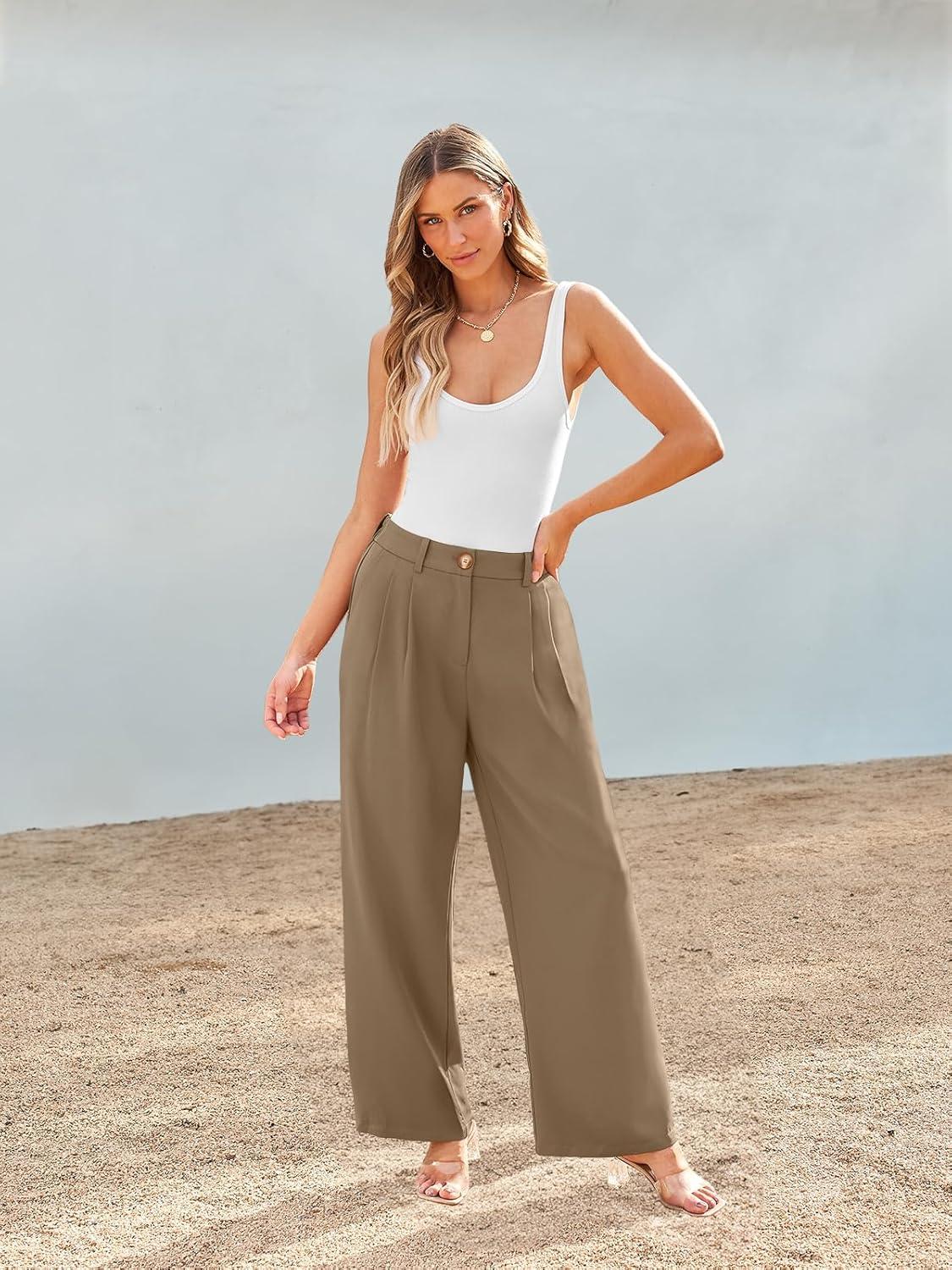 imageAUTOMET Women Wide Leg Dress Pants High Waisted Loose Fit Business Casual Work Trousers with Pockets 2026Coffee