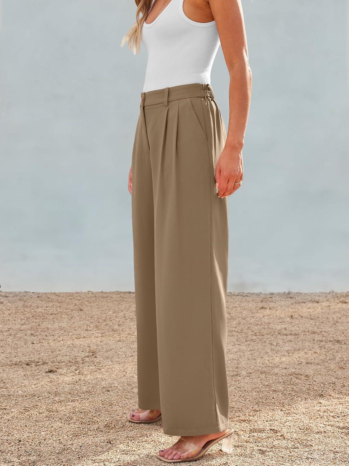 imageAUTOMET Women Wide Leg Dress Pants High Waisted Loose Fit Business Casual Work Trousers with Pockets 2026Coffee