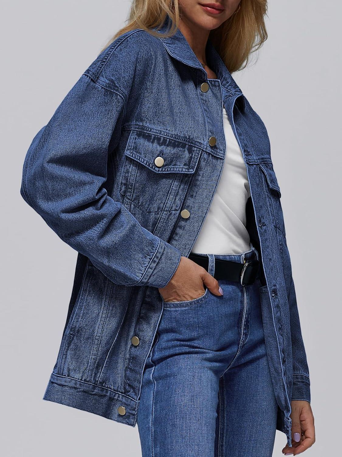 imageAUTOMET Womens Jean Jacket Denim Long Sleeve Oversized Button Down Shirts Trendy Coat Fall Fashion Winter Clothes OutfitDark Blue