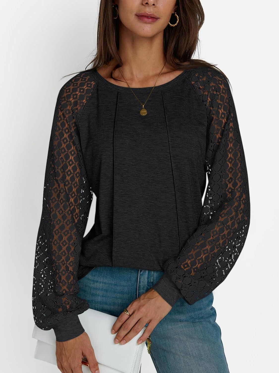 imageAUTOMET Womens Long Sleeve Shirts Casual Tops Dressy Outfits Fall Fashion Blouses Lace Clothes Y2kBlack