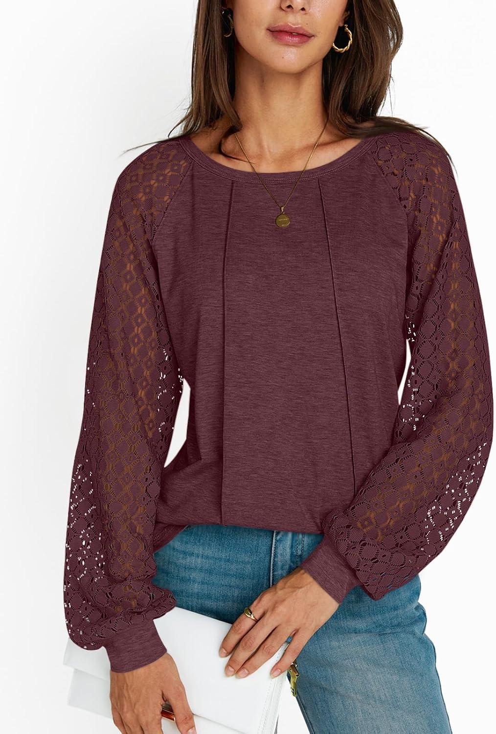 imageAUTOMET Womens Long Sleeve Shirts Casual Tops Dressy Outfits Fall Fashion Blouses Lace Clothes Y2kWinered