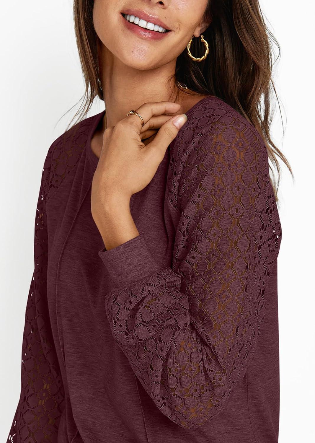 imageAUTOMET Womens Long Sleeve Shirts Casual Tops Dressy Outfits Fall Fashion Blouses Lace Clothes Y2kWinered