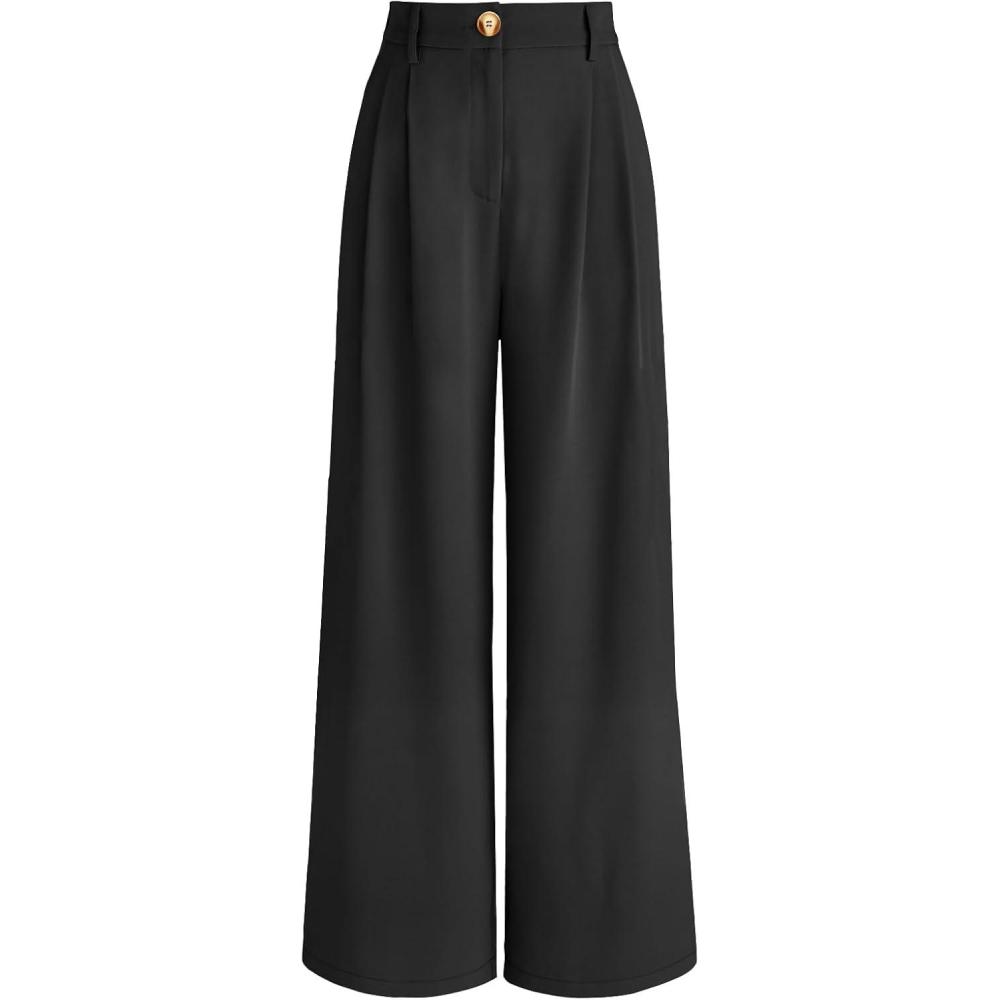 imageAUTOMET Women Wide Leg Dress Pants High Waisted Loose Fit Business Casual Work Trousers with Pockets 2026Black