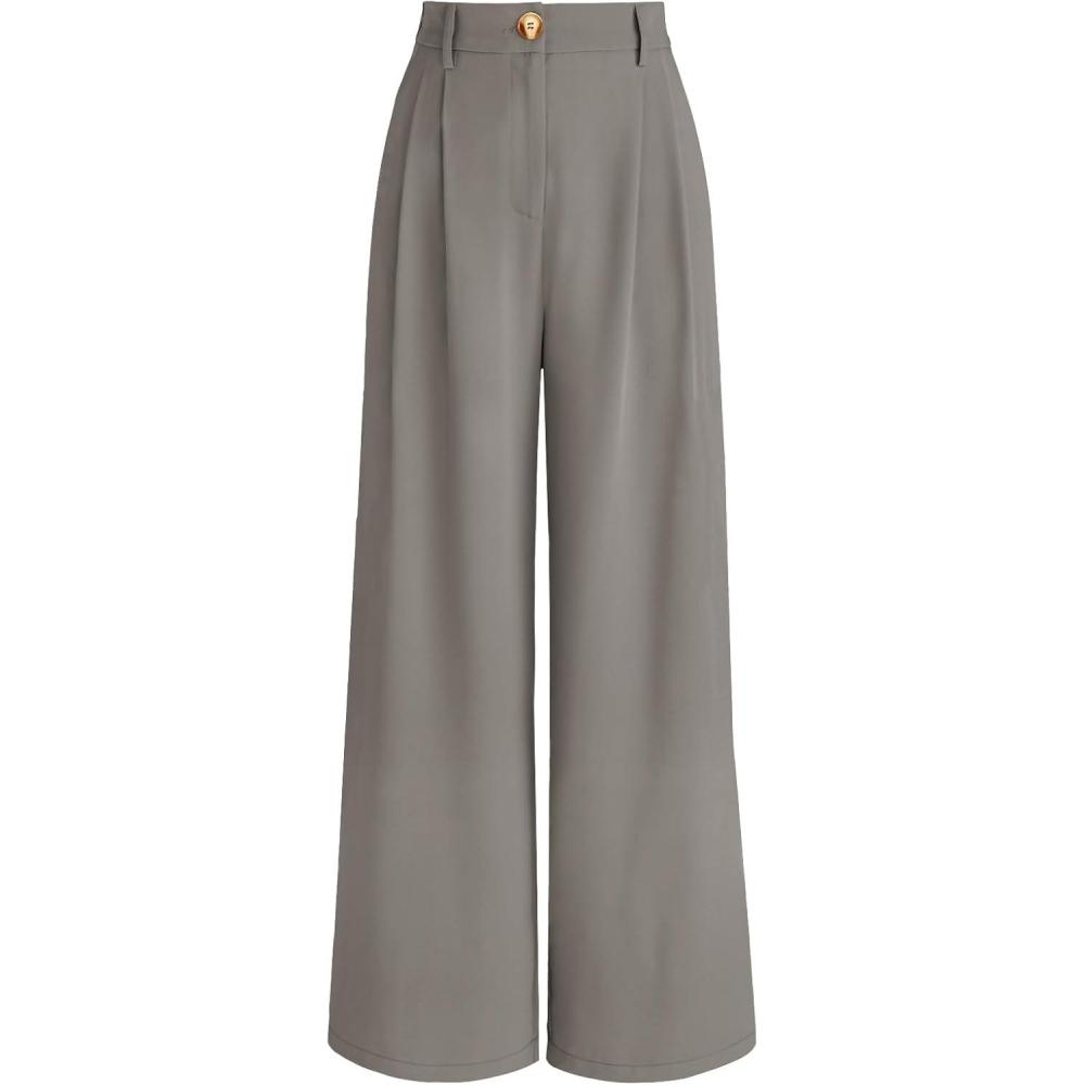 imageAUTOMET Women Wide Leg Dress Pants High Waisted Loose Fit Business Casual Work Trousers with Pockets 2026Stones Grey