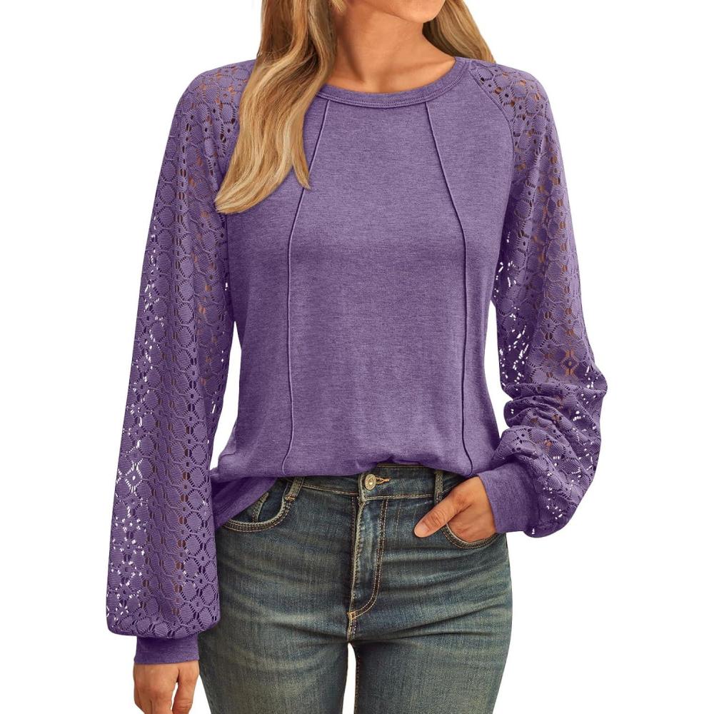 imageAUTOMET Womens Long Sleeve Shirts Casual Tops Dressy Outfits Fall Fashion Blouses Lace Clothes Y2kPurple