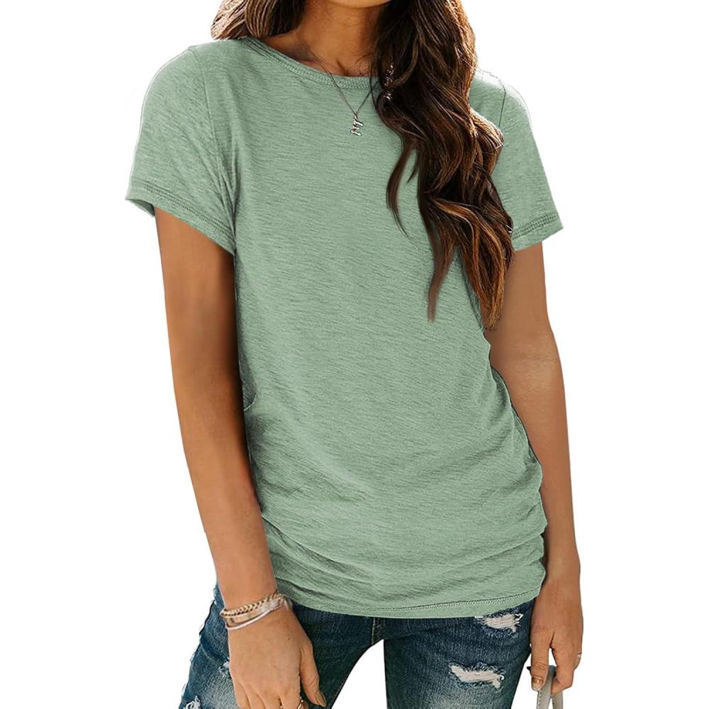 imageAUTOMET Womens Tops Shorts Sleeve Shirts for Summer Spring Beach Vacation Plus Size Oversized Tshirts for Teen Girls 202502lightgreen