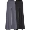 imageAUTOMET 2 Pack Wide Leg Yoga Palazzo Pants for Women Flowy Dressy Casual Stretchy Lounge Dance Bottoms DarkGreyBlack L