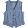 imageAUTOMET Jean Vest Tops for Women Denim Top Button Down Waistcoat 2025 Fall Sleeveless V Neck Top Outfits Y2k ClothesBlue