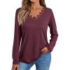 imageAUTOMET Long Sleeve Shirts for Women 2025 Fall Fashion Lace V Neck Loose Fit Casual Tops Trendy T Shirts Outfits Clothes