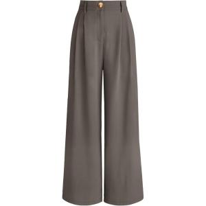 AUTOMET Women Wide Leg Dress Pants High Waisted Loose Fit Business Casual Work Trousers with Pockets 2026(Mocha Brown)