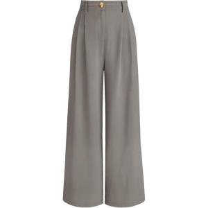 AUTOMET Women Wide Leg Dress Pants High Waisted Loose Fit Business Casual Work Trousers with Pockets 2026(Stones Grey)