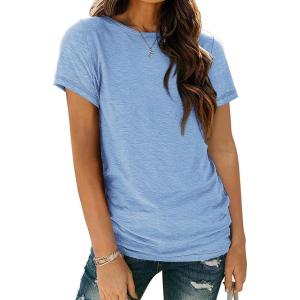 AUTOMET Womens Tops Shorts Sleeve Shirts for Summer Spring Beach Vacation Plus Size Oversized Tshirts for Teen Girls 2025(02skyblue)